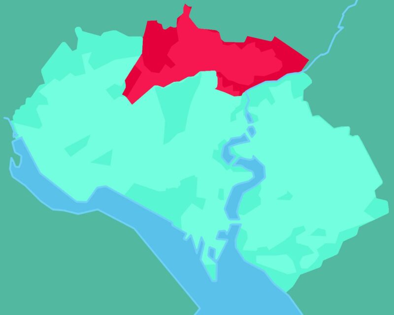 It includes Swaythling and Bassett and also covers a large slice of Hampshire to the north of Southampton